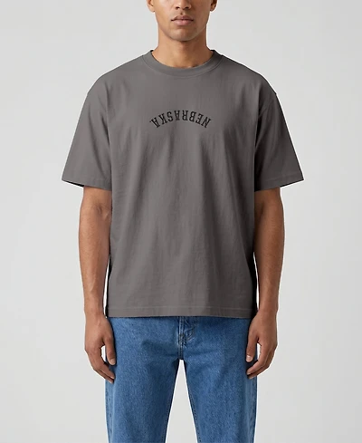 Uscape Apparel Men's Brown Nebraska Huskers Upside Down Embroidered Vintage Heavyweight T-Shirt