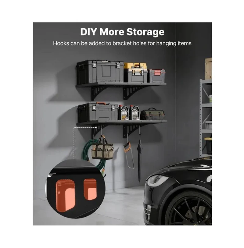 Viyet 2-Pack Heavy Duty Wall Mounted Shelving - 560lb Steel Floating Garage Storage Rack