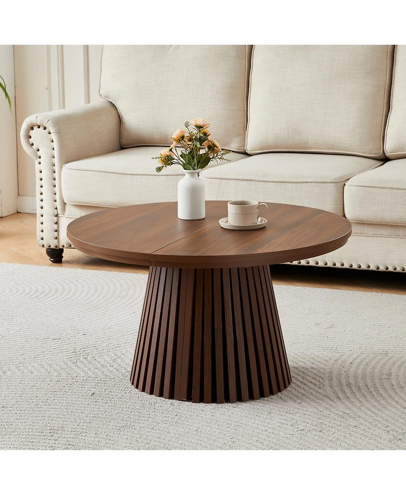 Rainsken 31.50" to 55.12" Extendable Oval Dining Table, Farmhouse Kitchen Table, with Slatted Table Legs, for Dining Room Kitchen Living Room