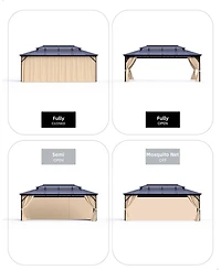 homfan 12 x 16 Ft Hardtop Gazebo for Backyard Patio with Double Roof and Aluminum Frame and Pc Panels