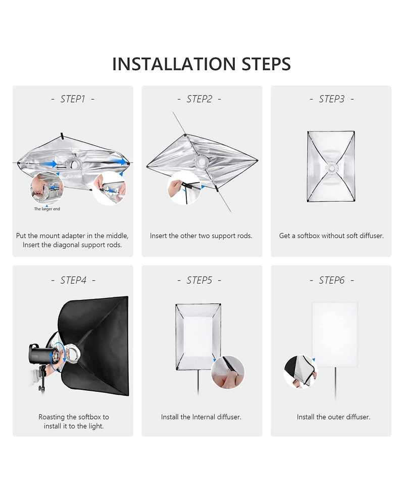 Neewer S101-400W Softbox with 400W, 300W, 70W for S101-400W/300W