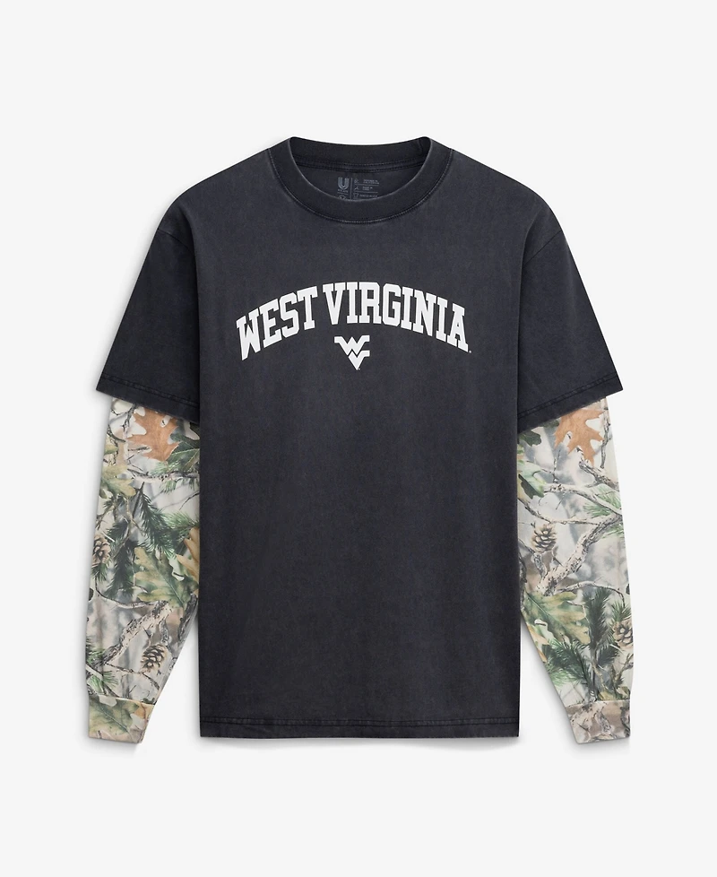 Uscape Apparel Men's Black/Camo West Virginia Mountaineers Back Bay Twofer Heavyweight Long Sleeve T-Shirt