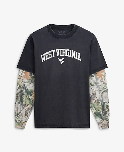 Uscape Apparel Men's Black/Camo West Virginia Mountaineers Back Bay Twofer Heavyweight Long Sleeve T-Shirt