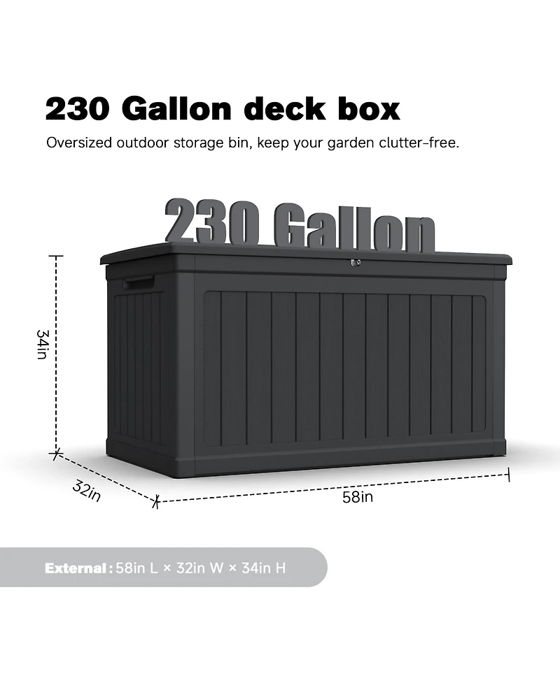Viyet 230-Gallon Xxl Outdoor Deck Box