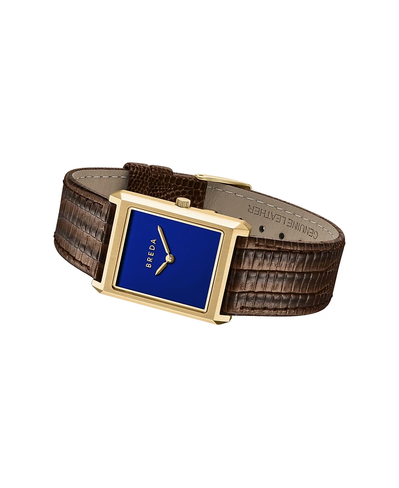 Breda Men's Quartz Virgil Gold and Brown Leather Band Watch 26mm