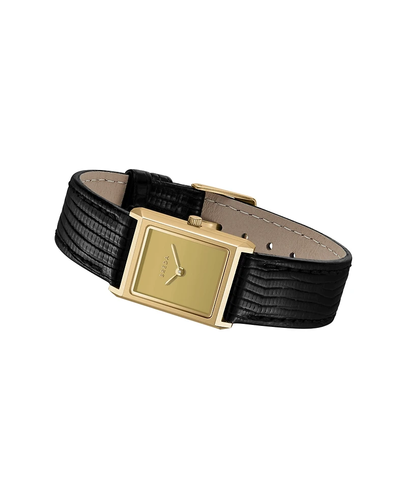 Breda Women's Quartz Virgil Gold and Black Leather Band Watch 20mm
