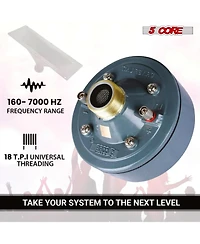 5 core Pa Horn Speaker Set 2" Compression Driver 600W 16 Ohm Weatherproof Aluminum Body 18 Tpi Thread