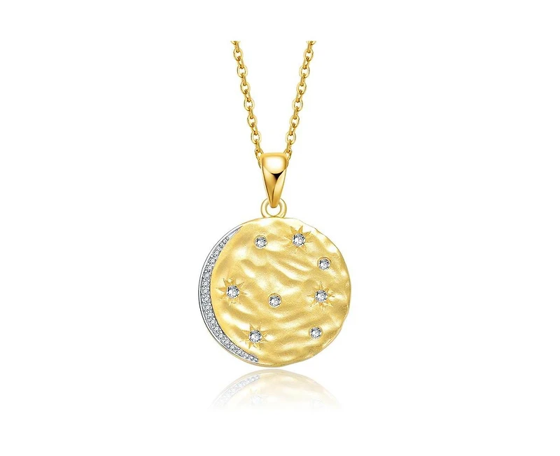 Rachel Glauber 14K Gold Plated Sparkling Cz Crescent Pendant Necklace