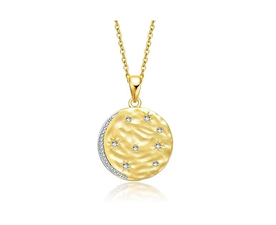 Rachel Glauber 14K Gold Plated Sparkling Cz Crescent Pendant Necklace