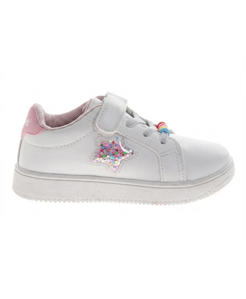 Laura Ashley Little Girls (5-10) Hook-and-Loop Star Casual Shoes with Rainbow Charm Detail Fashion Sneakers (Toddler)