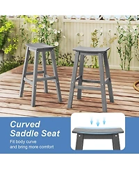 Gymax 3 Piece Outdoor Hdpe Bar Table and Chair Set for 2 with Footrests for Garden Yard Pool