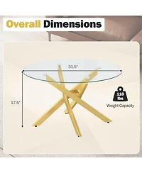 Slickblue Clear Round Coffee Table with Tempered Glass Top for Modern Living Room