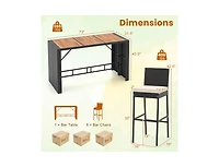 Mondawe 7 Pieces Patio Rattan Bar Set with Seat Cushions for Porch Yard Garden