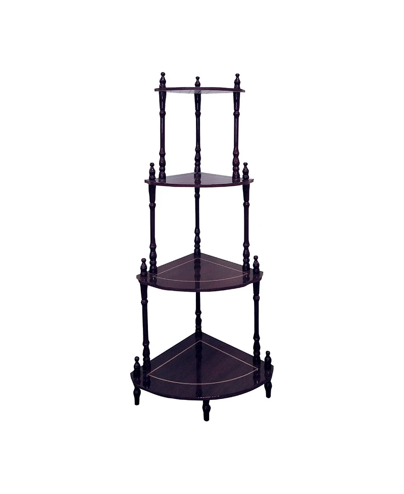 HomeRoots Wood Four Tier Corner Bookcase