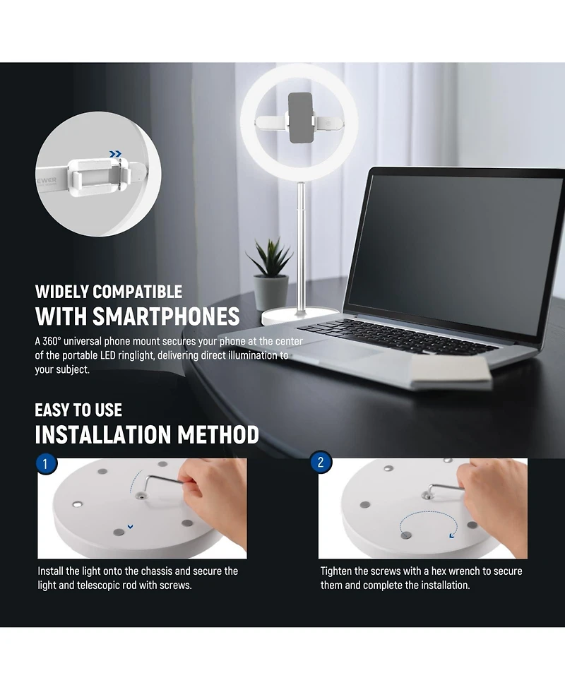 Neewer CRI85 Ring Light with 7W, 3000mAh, CRI85 for select iPhone models