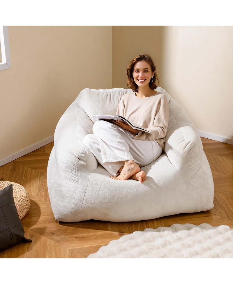 Slickblue Plush Bean Bag Chair with Ultra-Soft Velvet Cover for Lounging