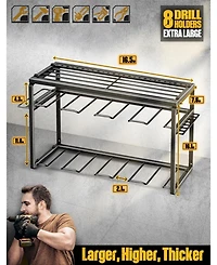 Xdovet Power Tool Storage Rack Wall Mounted Drill Holder Metal Garage Hook Hammer Rack