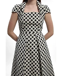 Karen Millen Women's Spot Jacquard Square Neck Midi Dress