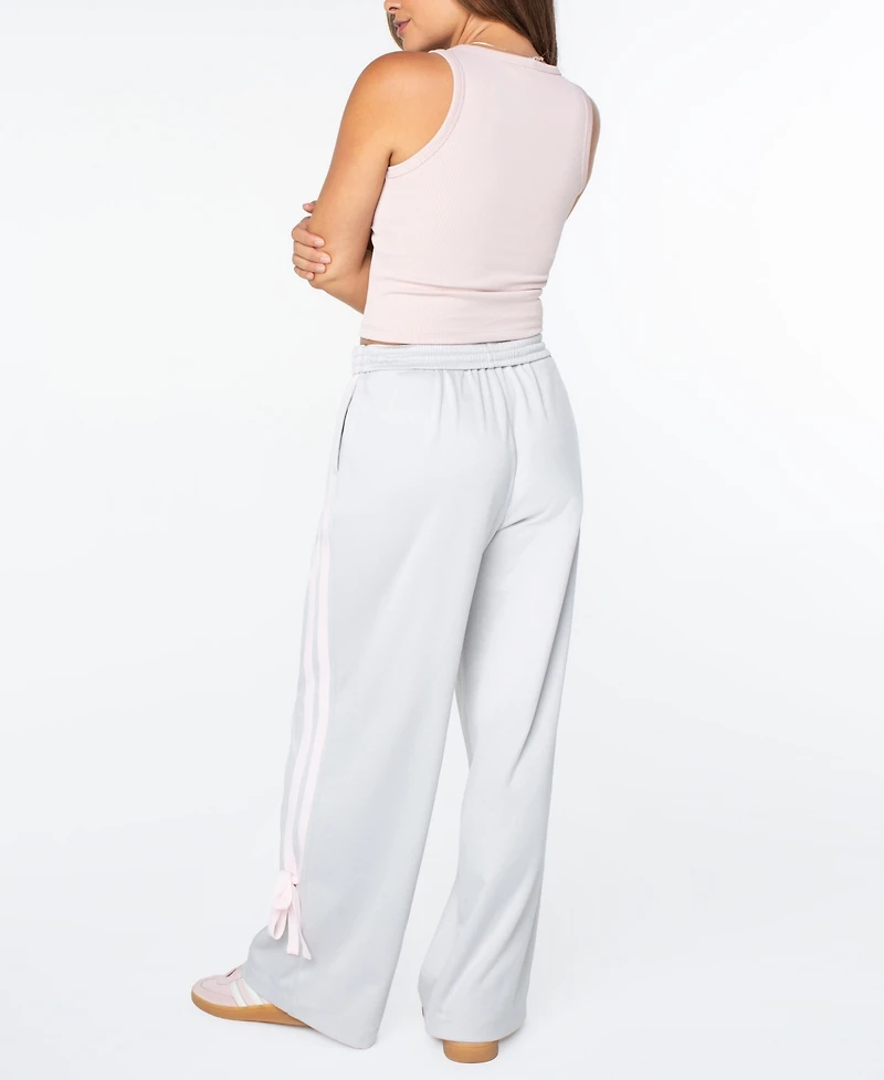 Celebrity Pink Juniors' Wide-Leg Bow-Detail Track Pants