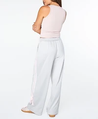 Celebrity Pink Juniors' Wide-Leg Bow-Detail Track Pants