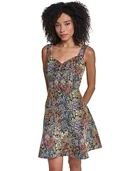 Karl Lagerfeld Paris Women's Floral Tapestry Fit & Flare Dress