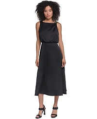 Karl Lagerfeld Paris Women's Satin Sleeveless Midi Dress