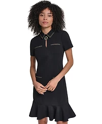 Karl Lagerfeld Paris Women's Brooch Scuba Crepe Sheath Dress