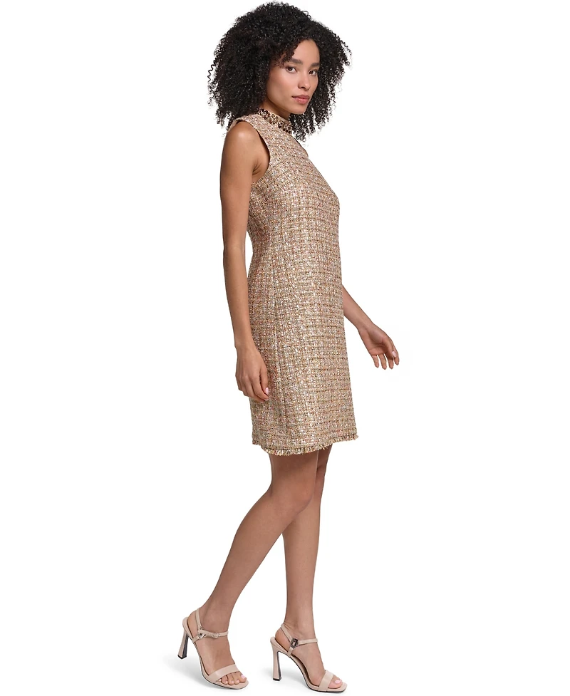 Karl Lagerfeld Paris Women's Metallic Tweed Sheath Dress