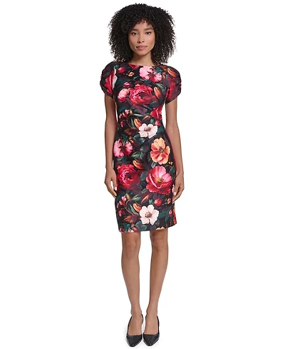 Women's Puff Sleeve Boat Neck Dress