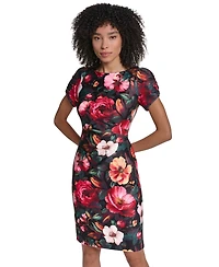 Women's Puff Sleeve Boat Neck Dress