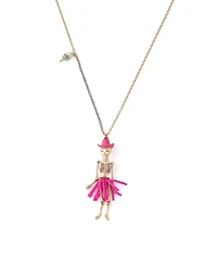Betsey Johnson Imitation Pearl Spooky Cowgirl Skeleton Pendant Necklace