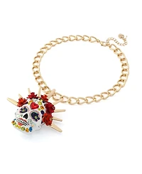Betsey Johnson Faux-Stone Sugar Skull Bride Pendant Necklace