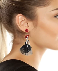 Betsey Johnson Faux-Stone Sugar Skull Bride Drop Earrings