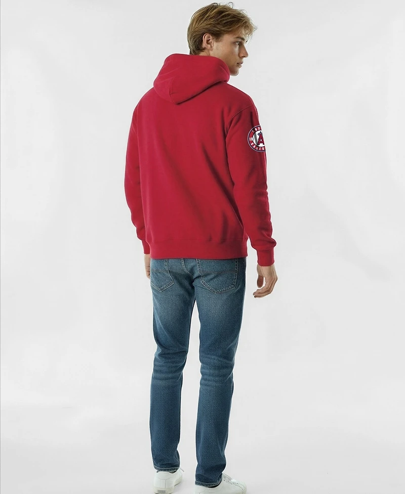Champion Men's Red Los Angeles Angels Reverse Weave Chenille Hoodie