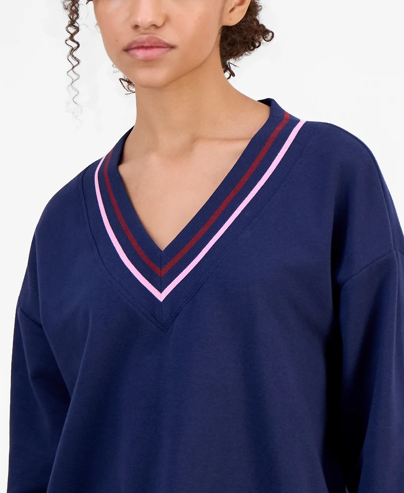 Id Ideology Women's Fleece Long-Sleeve V-Neck Sweater, Macy's Exclusive