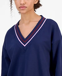 Id Ideology Women's Fleece Long-Sleeve V-Neck Sweater, Macy's Exclusive