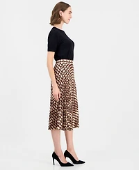 T Tahari Women's Pleated A-Line Midi Skirt