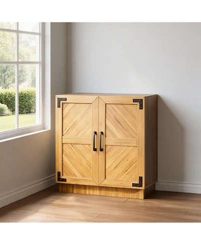 homfan 36 Inch Modern Farmhouse Sideboard Buffet Cabinet with Storage, Engineered Wood Credenza with Doors and Adjustable Shelves
