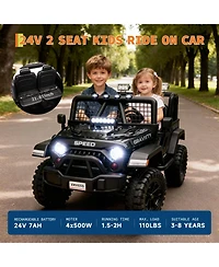 homfan 47.2 x 31.5 29.1 Inch Kids Electric Ride On Car 24V 2 Seater 4WD with Remote 5 mph for Outdoor Play.