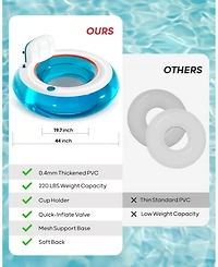 Aofar 2 Pack Inflatable Pool Float Chair Lounger Cup Holder