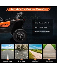 homfan Licensed All-Terrain Electric Ride-On Utv, Off-Road Toy Car with Remote Control, Large Seat, Led Lights, Fun for Boys and Girls