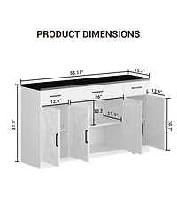 gaomon 55" Sideboard Buffet Cabinet, Large Coffee Bar Cabinet with 3 Drawers and Adjustable Shelf, Floor Cupboard for Kitchen, Living Room