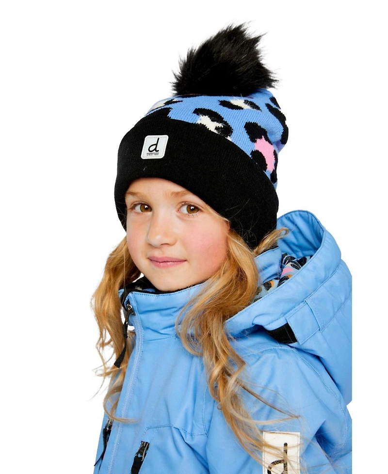 Deux par Deux Toddler Girl's (2-4) Winter Leopard Print Knit Pompom Hat