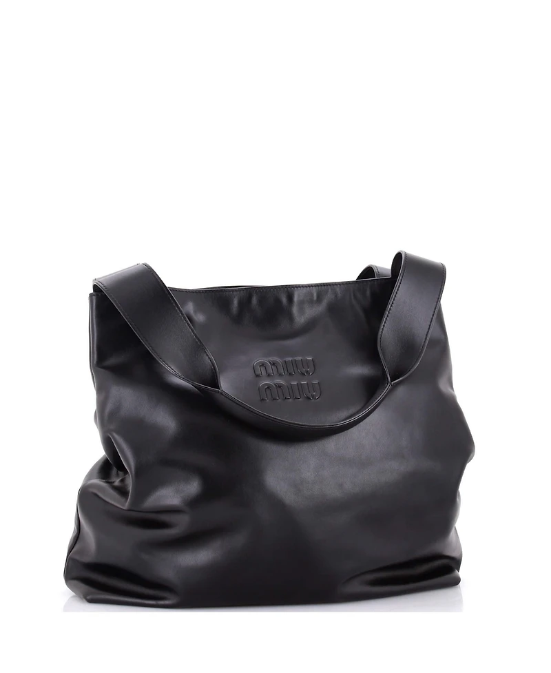 Pre-Owned Miu Miu Large Logo Embossed Tote Leather