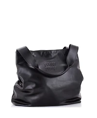 Pre-Owned Miu Miu Large Logo Embossed Tote Leather