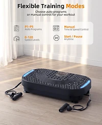 Sugift Vibration Plate Exercise Machine Whole Body Workout for Weight Loss with Resistance Bands Remote and Bluetooth for Home Gym