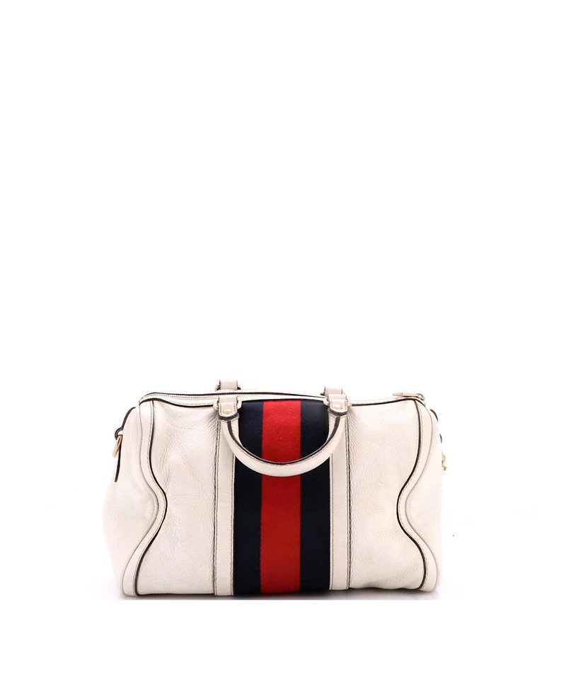 Pre-Owned Gucci Medium Vintage Web Boston Bag Leather