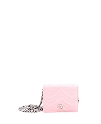 Pre-Owned Gucci Gg Marmont Card Case on Chain Matelasse Leather