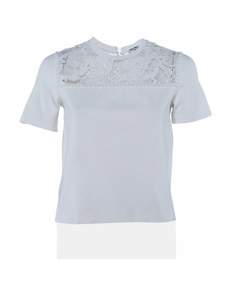 Pre-Owned Miu Miu Women's Lace-Paneled Knit Top