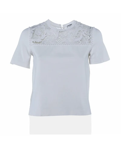Pre-Owned Miu Miu Women's Lace-Paneled Knit Top